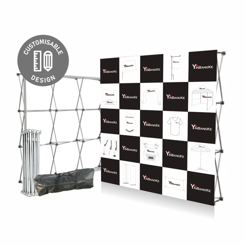 Custom Portable Pop-Up Backdrop Display Aluminum Alloy and Velcro Tension Fabric for Events for Exhibitions