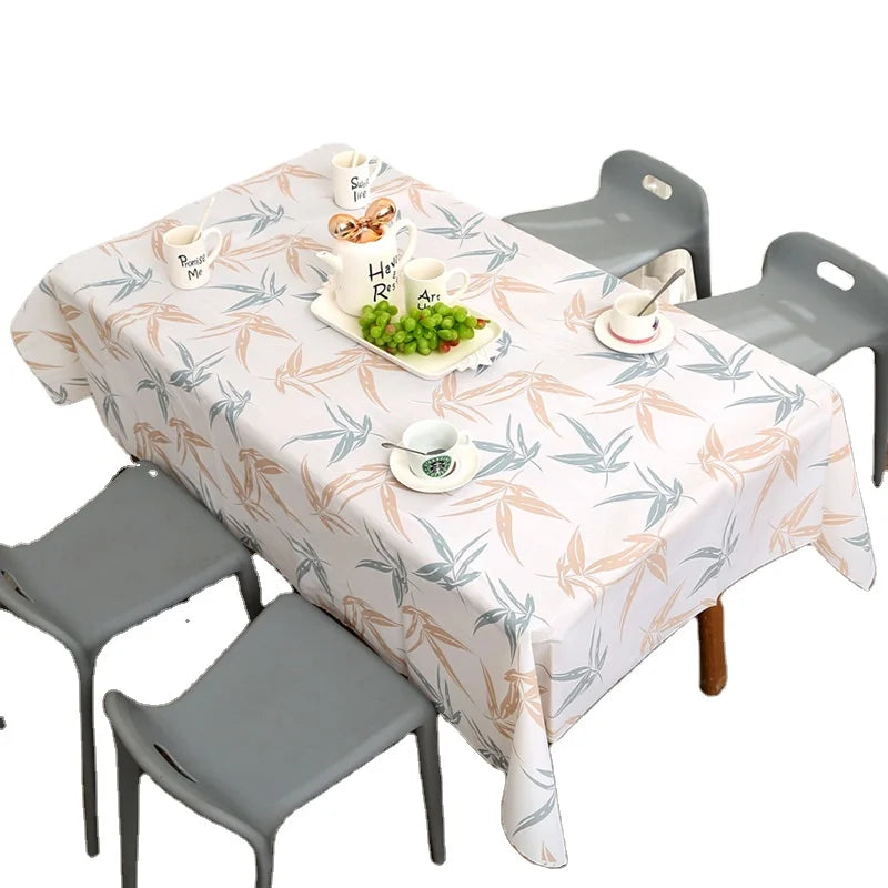 European-Style Modern Customizable Waterproof and Oil-proof Square PVC Tablecloth for Dining Room Kitchen Bedroom