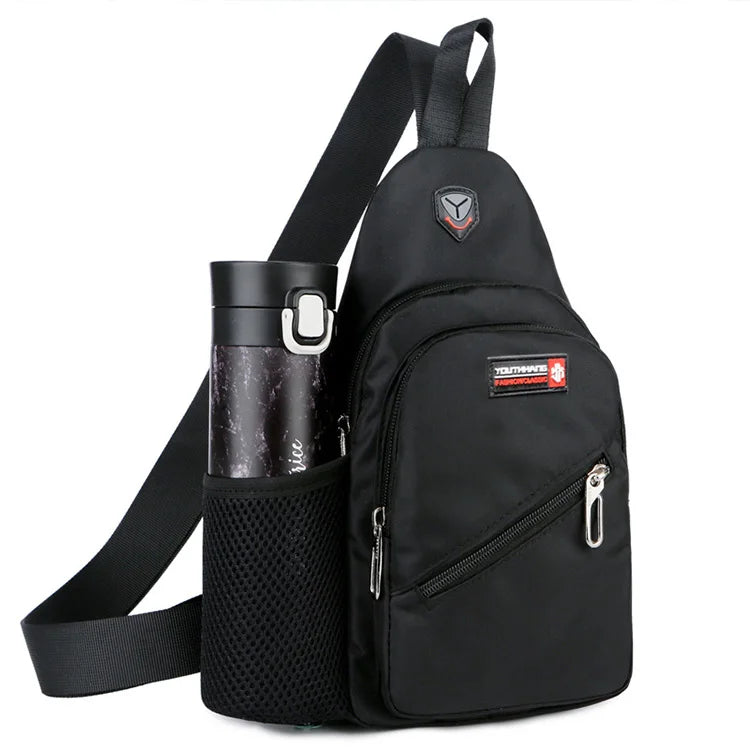 Waterproof Headphone Jack Chest Bag Men's Lightweight Mobile Phone Shoulder Bag Chest Sling Bag Shoulder