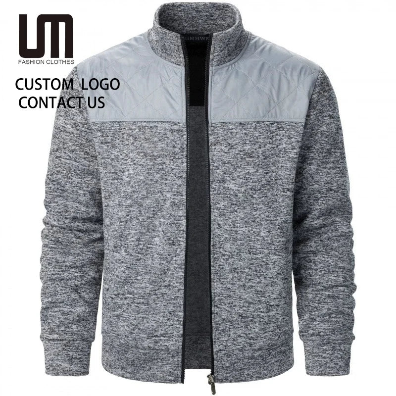 Clearance Sales Men Autumn Patchwork Slim Fit Jacket - Stand Collar Cardigan Coat Casual Sweater