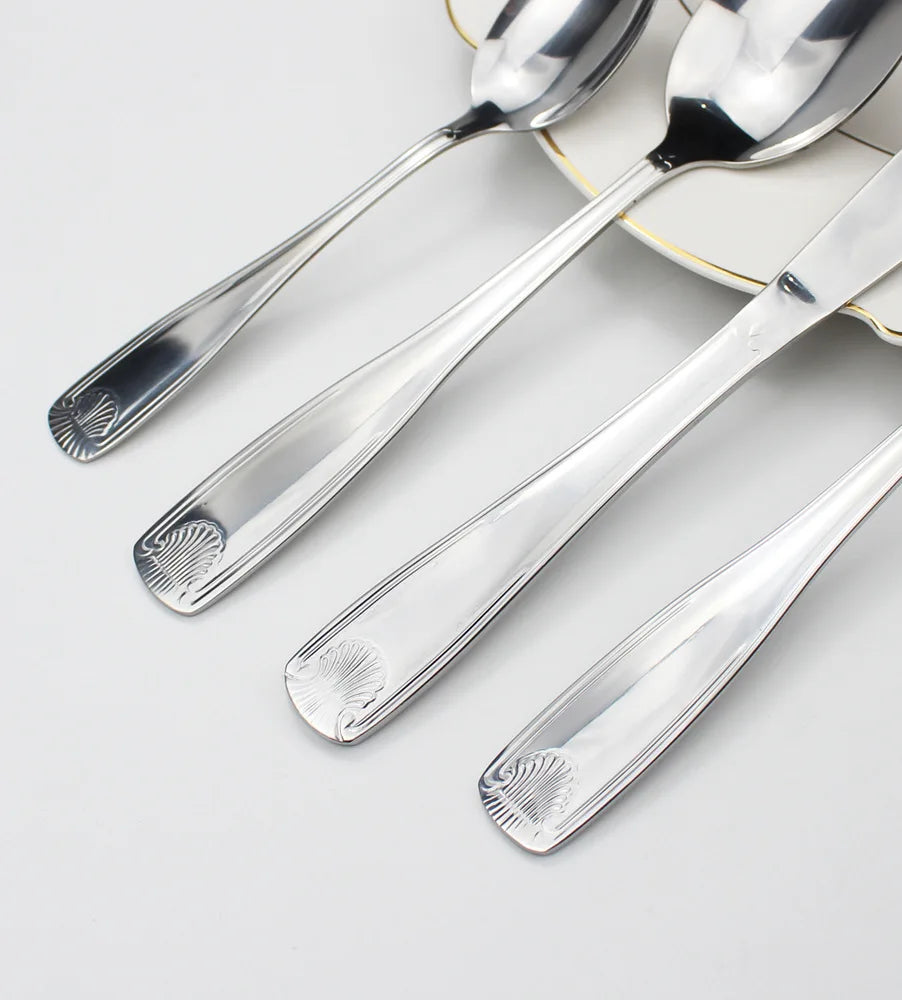 New European Style Hammered Family Hotel Eating Utensil Spoonfork Dinnerware Cutlery Set of Stainless Steel