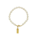 New Trend Charm Pearl Rectangle Pendant Bracelet Women Fresh Water Pearl Bracelets