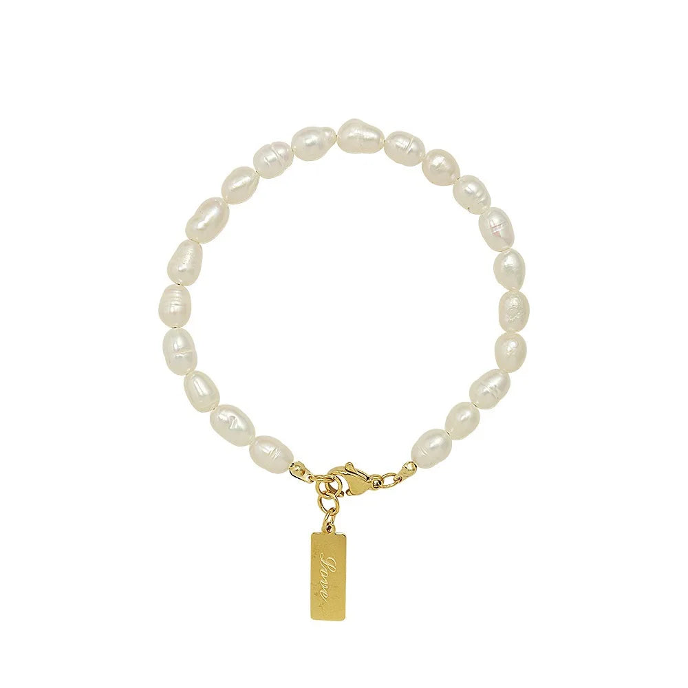 New Trend Charm Pearl Rectangle Pendant Bracelet Women Fresh Water Pearl Bracelets