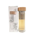 High Borosilicate Glass 400ml Water Bottle Double Mesh Filter Tea Infuser Neoprene Sleeve Bamboo Lid-Travel Use Drinkware