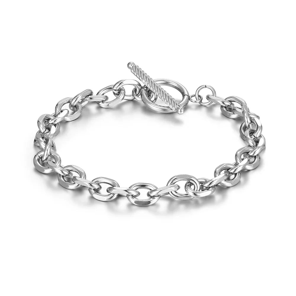 New Design Luxury Anti-Allergy Mens Jewelry Bracelet High Polished Stainless Steel OT Clasp Bracelet for Men Gift