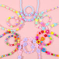 Kids Colorful Beaded Flower Bracelet Necklace Jewelry Set Handmade Weave Resin Fruit Bracelets Animal Necklaces for Children