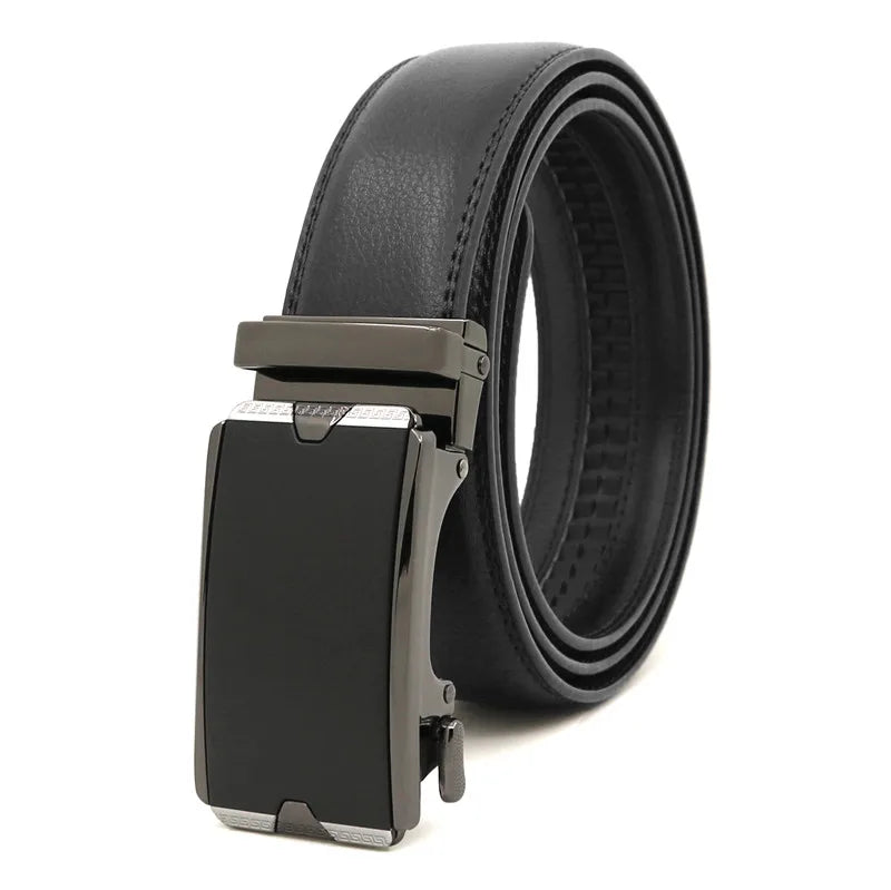 LQbelt Mens Leather Belt Male Automatic Buckle Belts for Men Ratchet Belt Custom Design Factory Direct Sale
