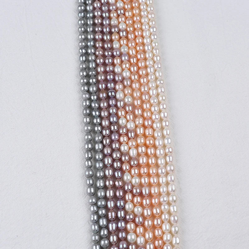 Wholesale 7-8mm AA Natural Oval Rice Shape Freshwater Pearl Bead String Strands Price Pearls