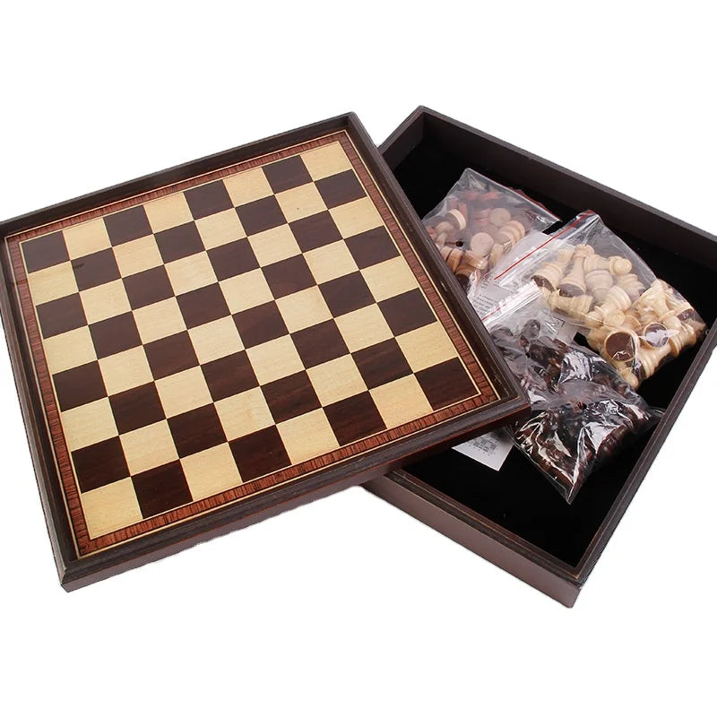 2022 Custom 2 in 1 Colored Educational Wooden Chess Board and Pieces Set Gifts for Kids Adults