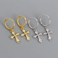 New Simple Cross Hoop Earrings 18k Gold 925 Sterling Silver Fashion Huggie Hoop Earrings for Women