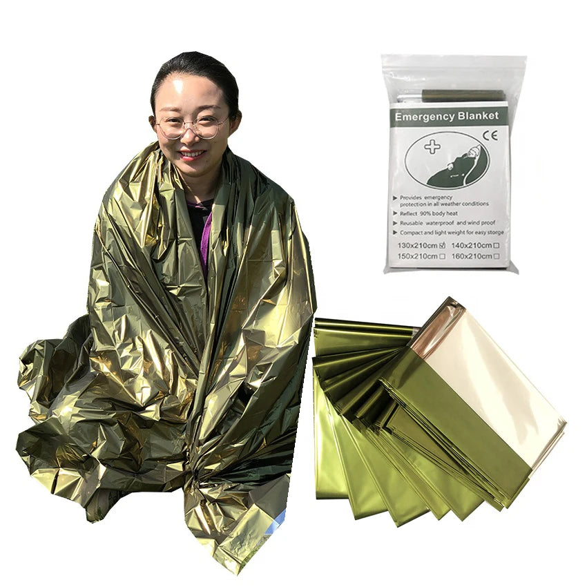 Portable PET Aluminium Coated Mylar Outdoor Rescue Blanket Lightweight Thermal Survival Emergency Blanket for Outdoor Adventures