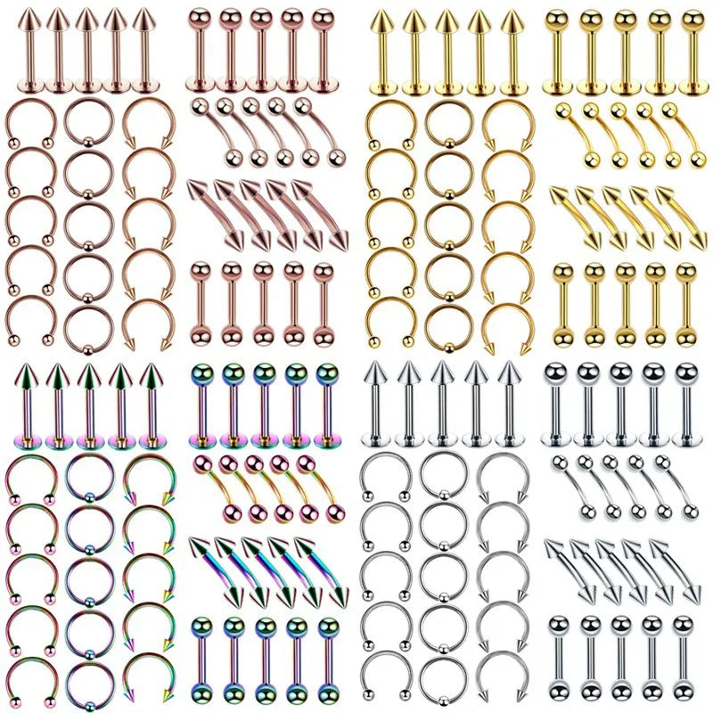 Jachon Hypoallergenic Stainless Steel Nose Rings Set Gold Plated Tragus Cartilage Hoop Piercing Jewelry