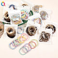 QIYUE 10pcs Elastic Hair Ties Simple Women Ponytail Holder in Variety Styles Convenient Band Packing Hair Tie Bag