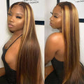 Piano Color Highlight 4/27 Straight Ombre Human Hair Wig 13x4 Lace Front Wig for Women Natural Looking Hair