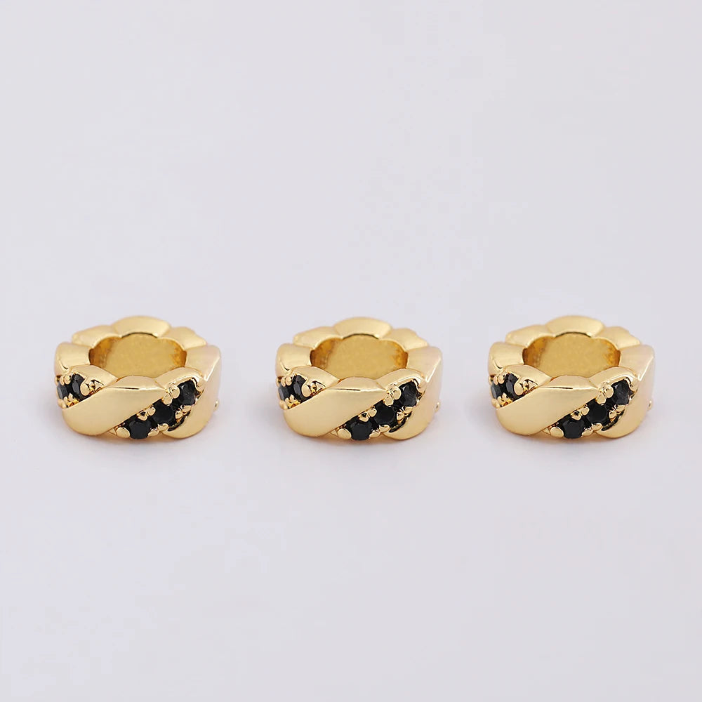 No Tarnish 18K Gold Plated Spacer Beads Large Hole Round Loose Beads Patterned Shaped Beads for Jewelry Making