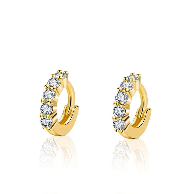 Trendy Fashion Wholesale High-quality Brass Zircon 18K Gold Plated Geometric Pattern Huggie Earrings for Women Engagement
