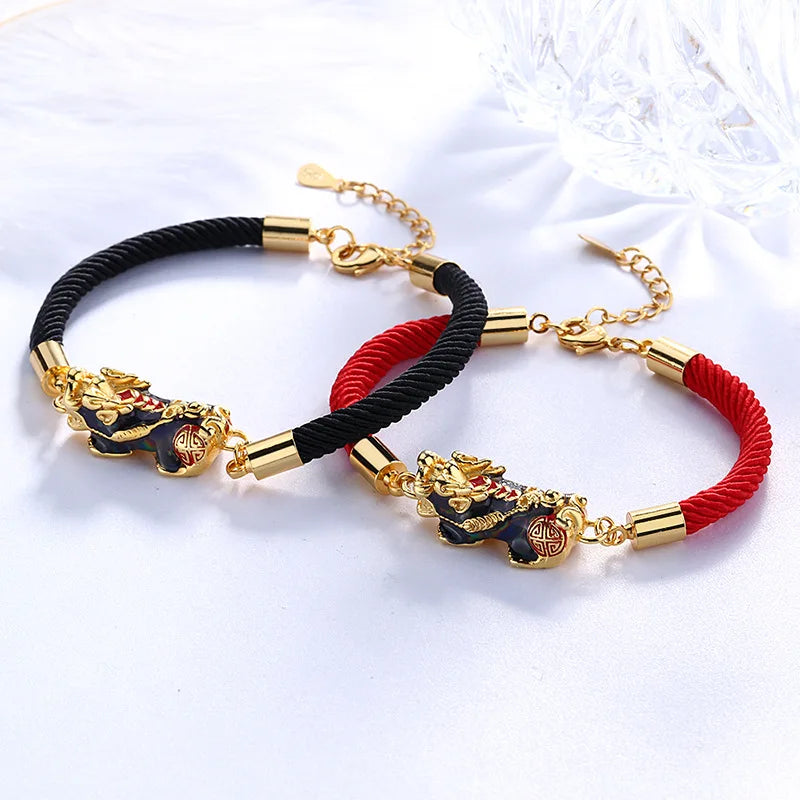 Classic Chinese Red Rope Temperature Sensing Discoloration PI Xiu Bracelet