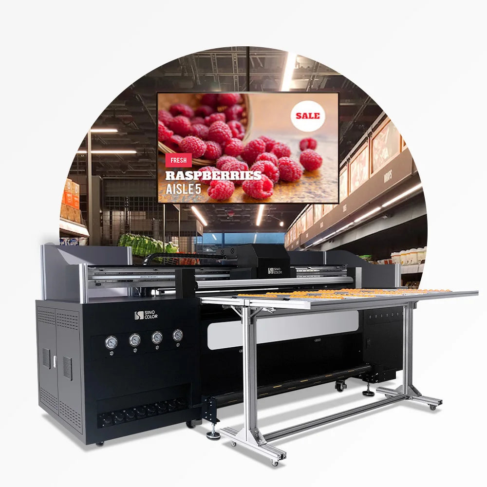 SinoColor 1.8m 3.2m I3200 Heads 2400dpi Digital Acrylic PVC Board Roll to Roll and Flatbed Hybrid UV Printer Printing Machine