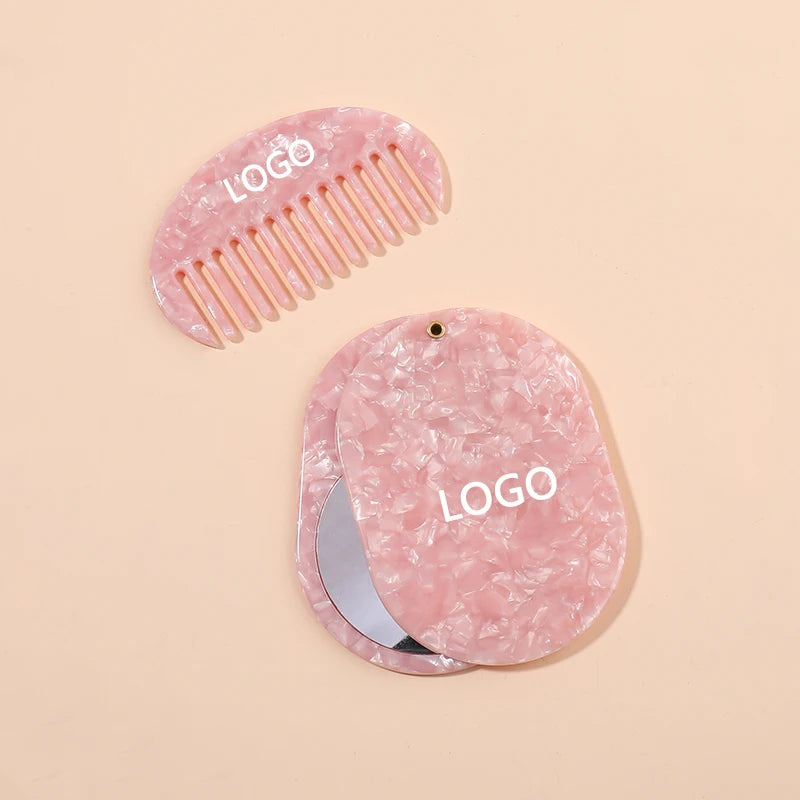 MiDairy Promotional Acetate Half Round Comb With Makeup Pocket  Mirror Set 890040+890118+B324