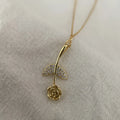 2025 Ladies Elegant Design Sterling Silver Gold Plating Flower Pendant Necklace