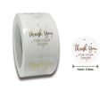 500pcs/Roll Thank You Baking Bronzing Transparent Round White Label Cheap Stickers Kawaii Thank You Printing