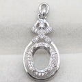 Sterling Silver 8*10mm Semi Mount Pendant Empty Frame Blank Support Setting S925 Base Holder Without Center Stone for DIY Inlay