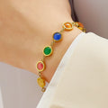 MC345 Stainless Steel Vintage Colorful Six Colorful Cat Eye Stone Bracelet 18K Gold Plated Opal Fashion Women Beads Bracelets