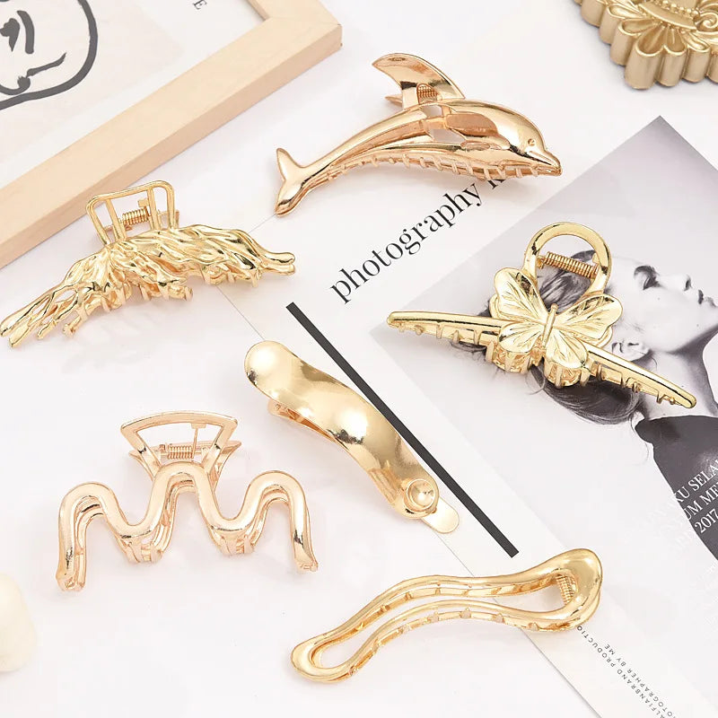Ins Hair Clip Dolphin Metal Hair Claw Accessories Alloy Shark Hairpin Temperament Retro Metal Claws Metal
