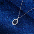 RINNTIN SLZN06 Vintage Jewelry Created Sapphire Cubic Zirconia Cz Blue Gemstone Diamond Necklace Pendant S925 Silver Necklace