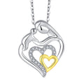 New Fancy Mom Heart 925 Sterling Silver Jewelry Cubic Zircon Pendant Classic Rhodium Plating Necklace for Valentine Mother Day