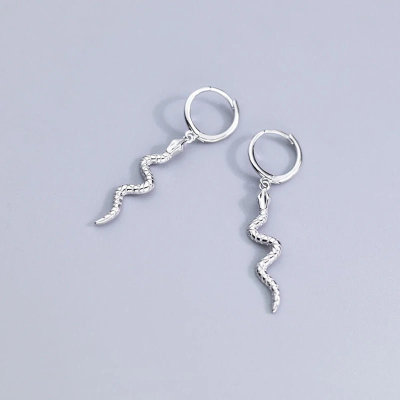 EK108 925 Silver Snake Hoop Earrings for Women Gift Earings Fashion Jewelry Korean Earring