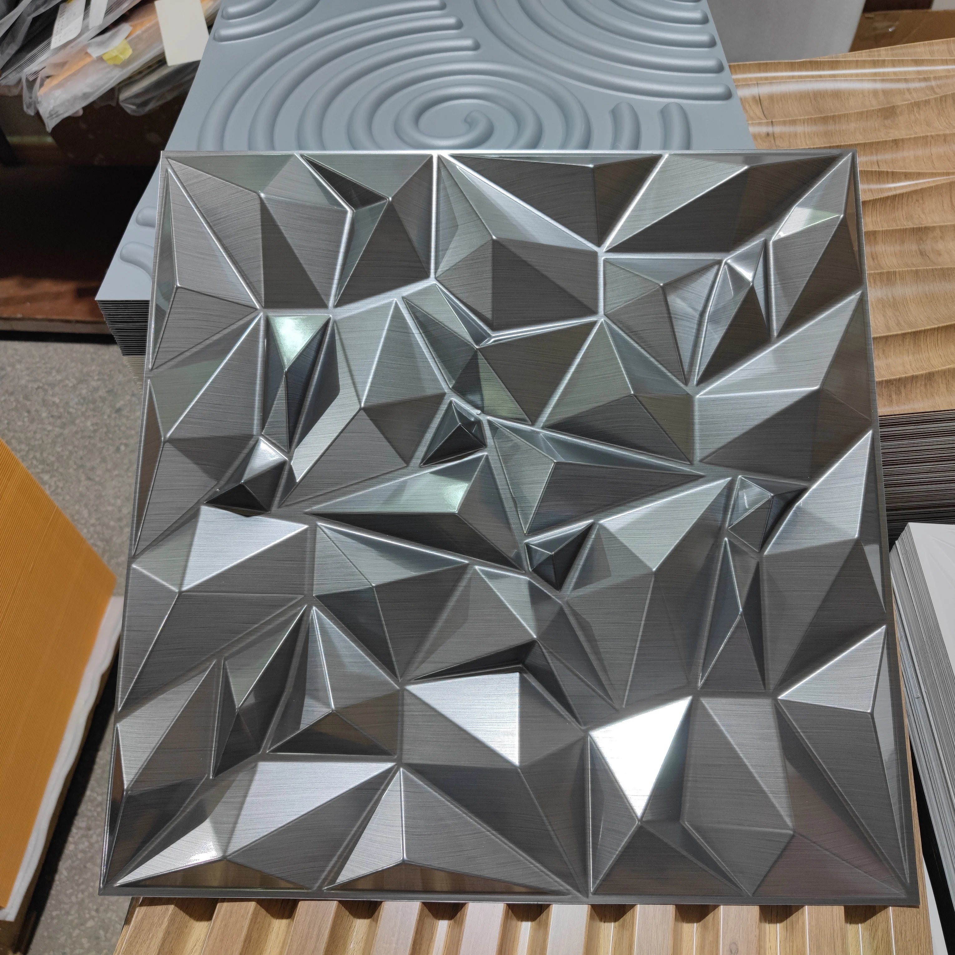 ZJ New Design Luxury 100% Pvc Hot Sell 3D Geometry Collage Covering Waterproof Pvc 3D Wall Panels