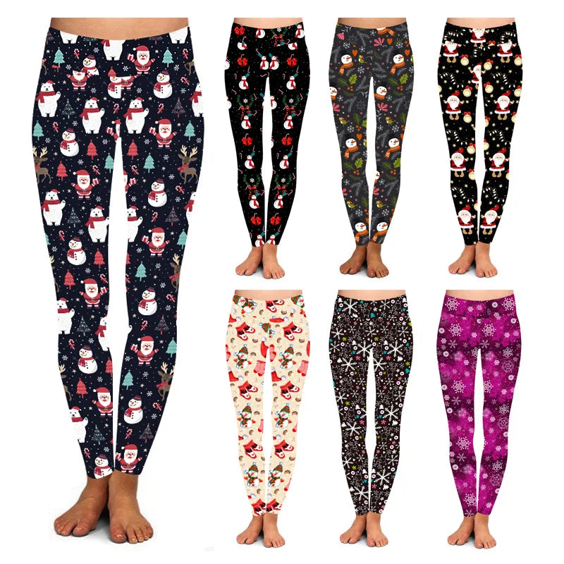 Fashion Lady Sportswear Custom Christmas Snowflake Leggings Fitness Running Pants Gym Women Leggings