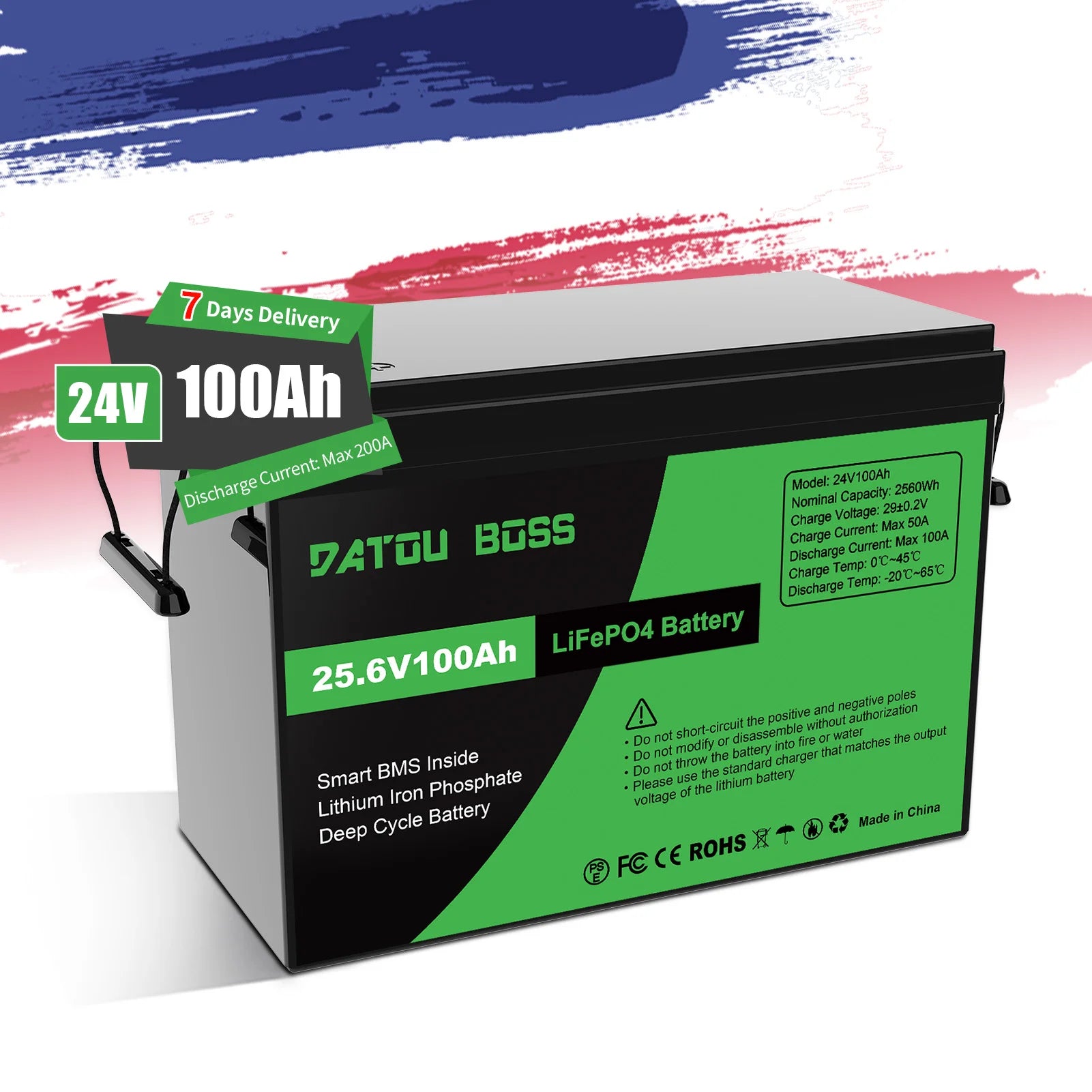 24V 100Ah LiFePO4 Battery 100A BMS Low Temp Cut Off Deep Cycle for Trolling Motor Boat RV Solar Camping Off Grid