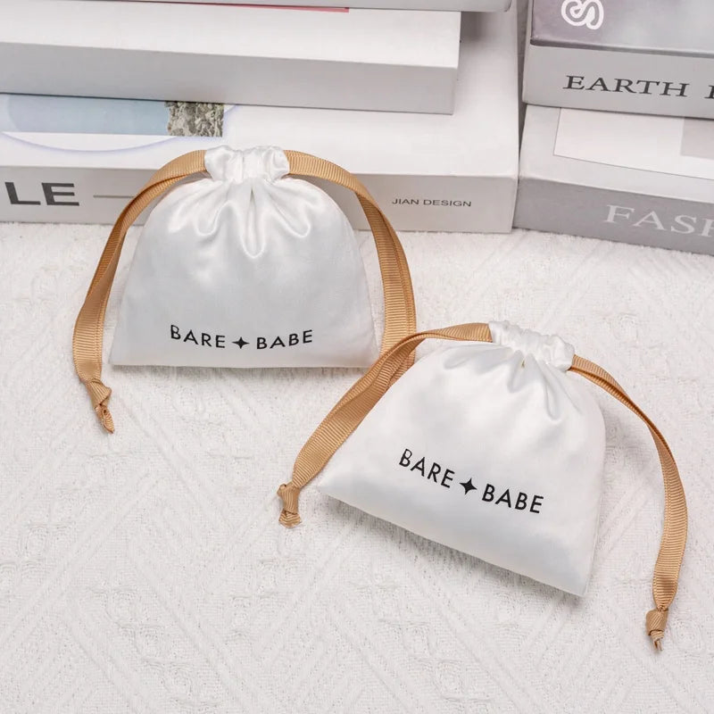 Custom Large Satin Gift Packaging Bags for Hair Extensions Drawstring Custom Logo Luxury Storage (Multi-Color Options Custom