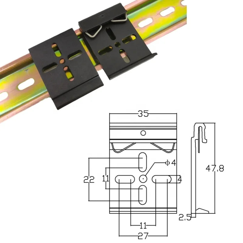 Adjustable Snap-In DIN-Rail Aluminum Clip for Solid State Relay Snap Hook Mounting Bracket