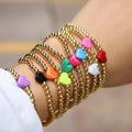 BM1103  Delicate Chic 18K Gold Ball Beaded Multicolored Enamel Love Heart Bead Bracelets for Women