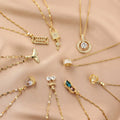Gold-plated Charm Pendant Titanium Stainless Steel Exquisite Diamond Fish Tail Key Peanut Necklace Jewelry for Women