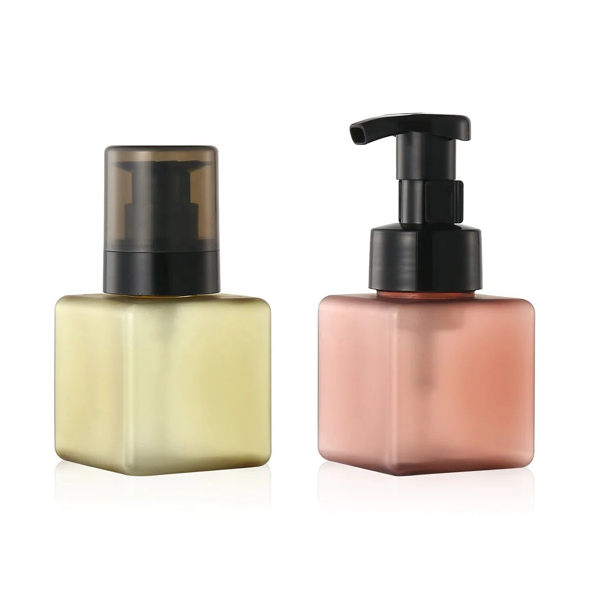 2pcs 250ml Light Yellow Clear Frosted Nail Remover Bottle Burgundy Frosted Foam Bottle Set Travel Plastic Bottles