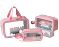 High Quality Customizable Logo PU Travel Wash Bag Waterproof Transparent Cosmetic Makeup Bag Zipper Fashionable TPU Girls