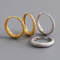 Luxury High Quality Designer S925 Sterling Silver Geometric Frosted 13mm Hoop Earrings Fine Jewelry for Women Gift