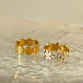 Dazan Autumn Winter New Trendy 18k Pvd Gold Plated Stainless Steel Cute OOTD Butterfly Glue Daisy Flowers Dainty Ring for Women
