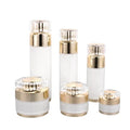 White Gold Acrylic Luxury Cosmetic Packaging Container Series 10G~ 50G Cream Jar 30ML~120ML Airless Pump Lotion Emulsion Bottle