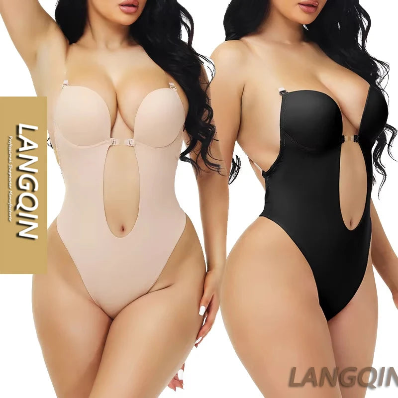 LANGQIN High Quality Women's Backless Bodysuit Butt Lifter Shapewear Body Shaper Firm Control Level Breathable Thin Thickness