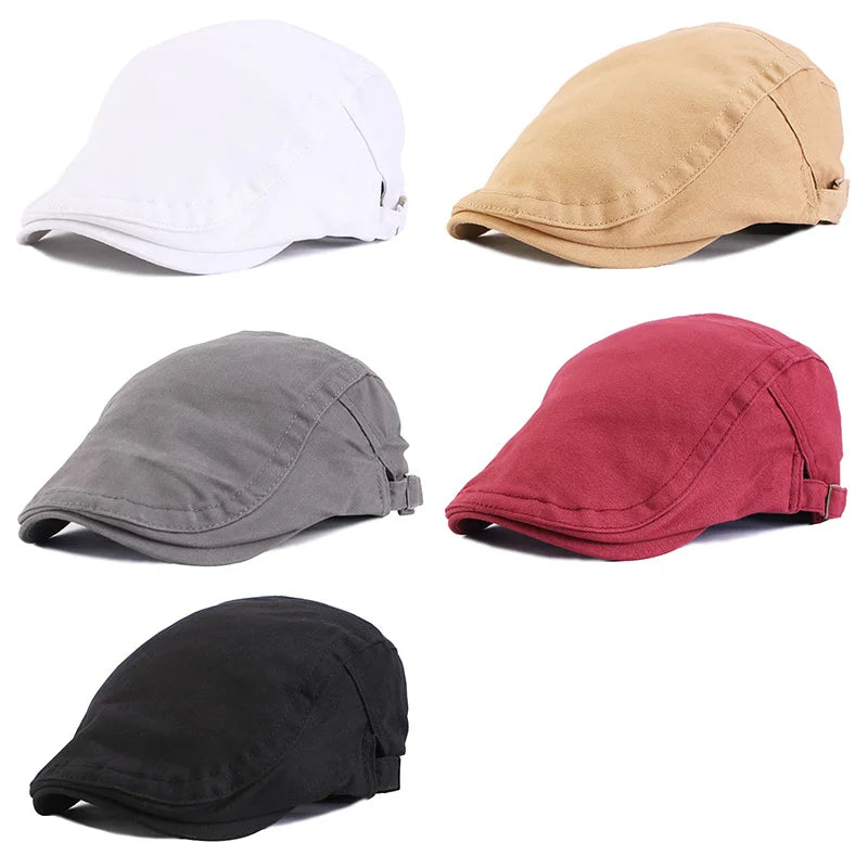 Daily Wear News Boy Hats  Men Flat Cap Cotton Adjustable Size Breathable Irish Cabbie Ivy Driving Hunting Hat Beret Cap