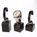 3 Pcs/Set Black Glossy Polished Surface Luxury Plastic Holder Circular Watch Display Stand