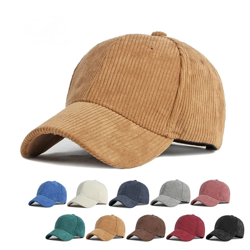 Custom logo Corduroy Baseball Cap Adjustable Vintage Low Profile Blue Dad Hat Sports Cap for Women Men