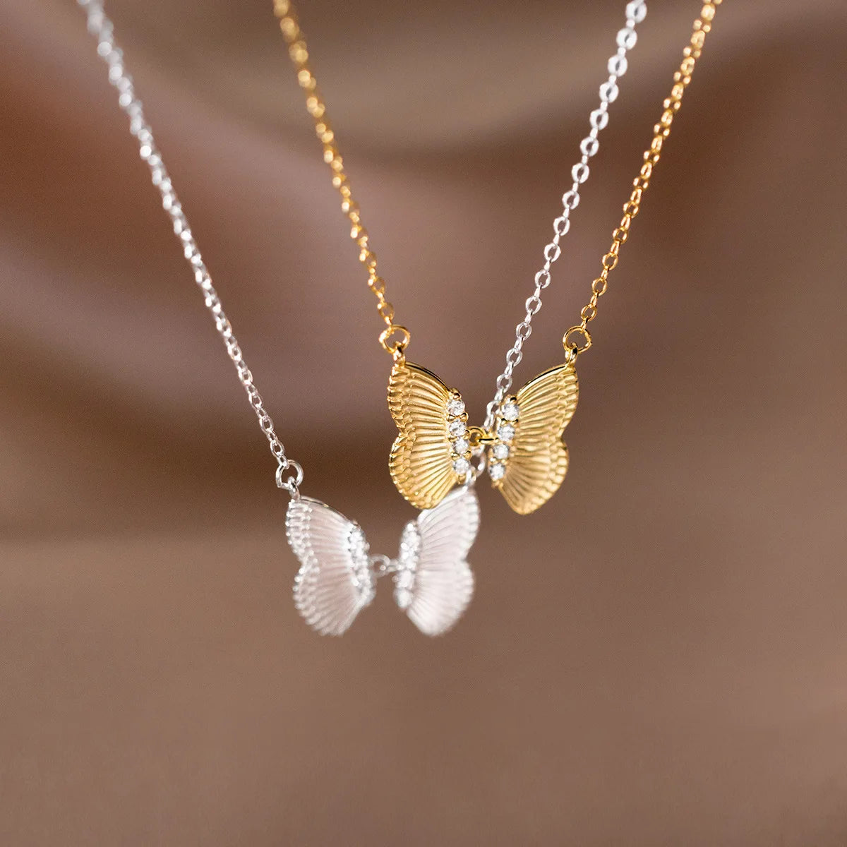 Fashion Pendant Necklace 925 Sterling Silver Trendy butterfly Diamond Necklace Gold Plated Necklaces for Women