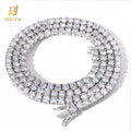 NUOYA Women's Hip Hop Iced Out Diamond Necklace Fine Jewelry 3mm Silver Plated Bling CZ Tennis Chain Necklace