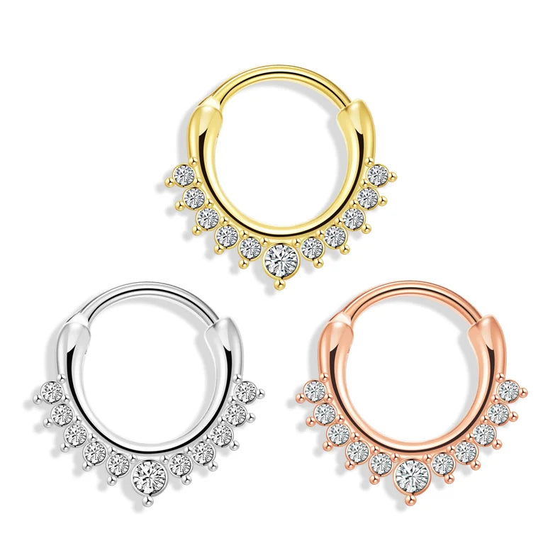 Custom Classic Copper Alloy Zircon Nose Ring with Rhodium Plating Water Drop Shape-Unisex Fashion Jewelry